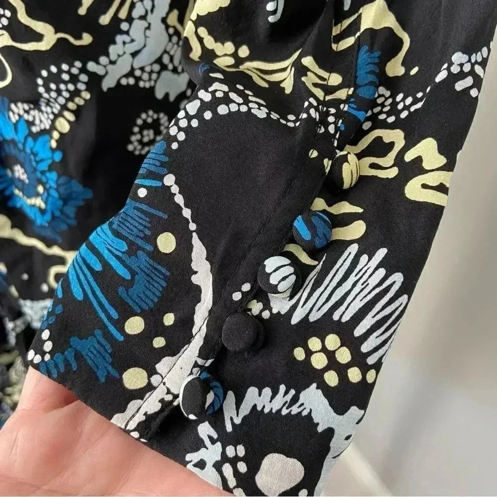 NWT A.L.C. Roxy Silk Plunge V-Neck Mini Dress Celestial Print size 4 - Picture 5 of 11